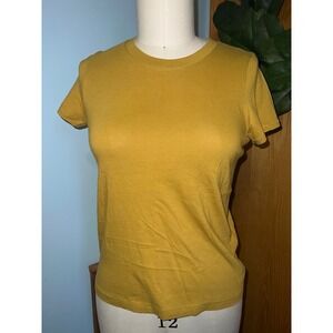 Madewell Mustard Yellow Crew Neck Short Sleeve T-Shirt Casual Everyday Top Small